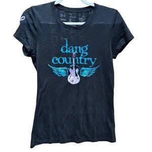 Dang Country Burnout Tee Fitted Black Cowgirl‎ Concert Western Size Large